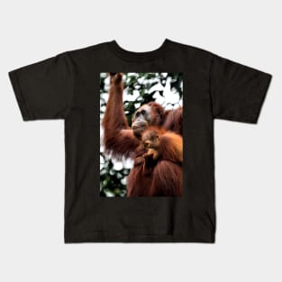 Mother & baby Orangutan, Borneo Kids T-Shirt